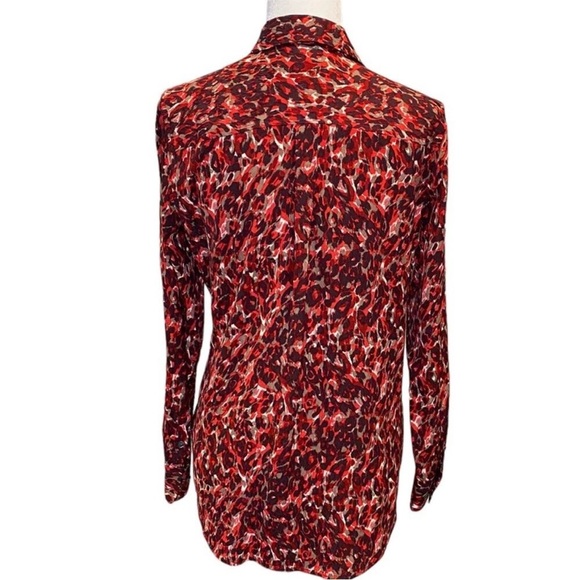 NWT Equipment Femme Red Leopard Viscose Button Down Blouse Top Shirt Size Small - Picture 5 of 11